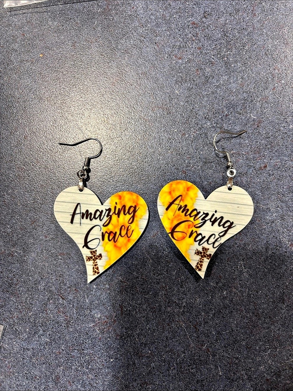 Heart Amazing Grace Earrings in Brown & Yellow